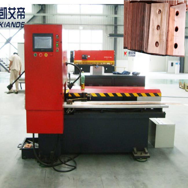 Automated busbar processing center showing multi-station synergy and CNC control panel