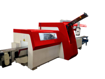 Detailed view of the busduct punching machine interface and heavy-duty hydraulic processing station